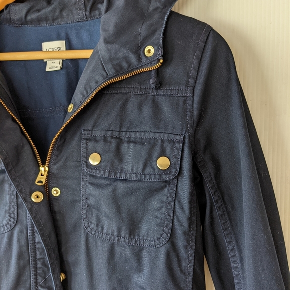 J CREW women's resin coated hooded twill jacket - Picture 7 of 9